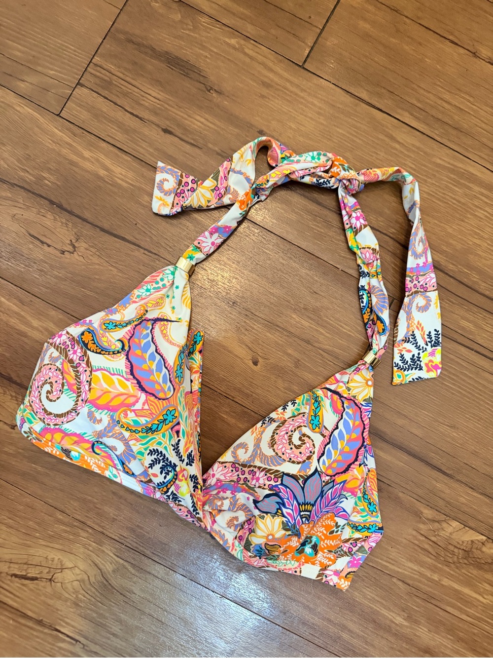 Lauren Ralph Laure  Vibrant Paisley Halter Bikini Top Size XS Halter Boho